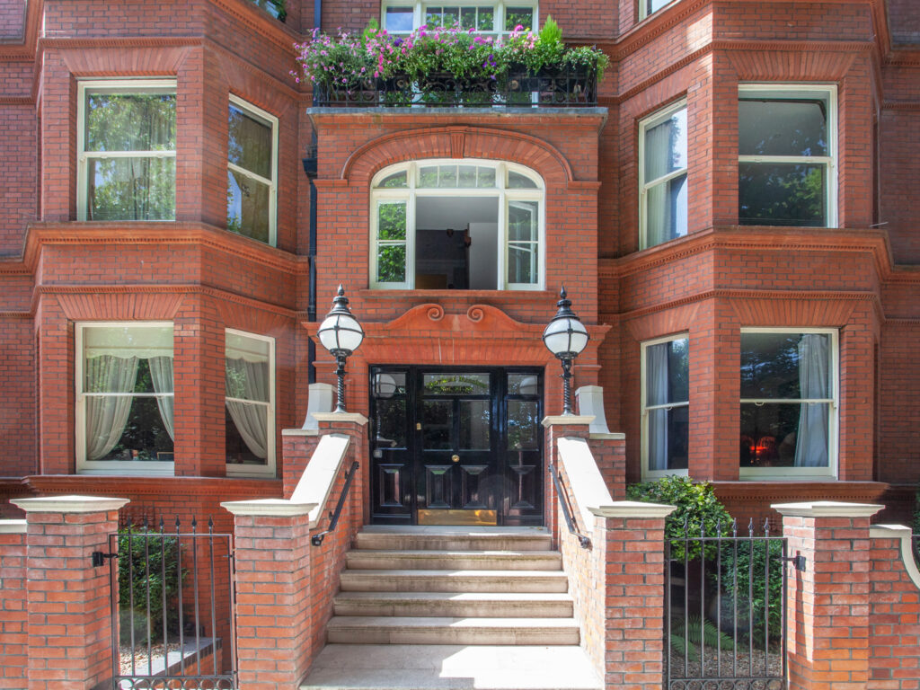 A view of one of the grand entrances to Morshead Mansions