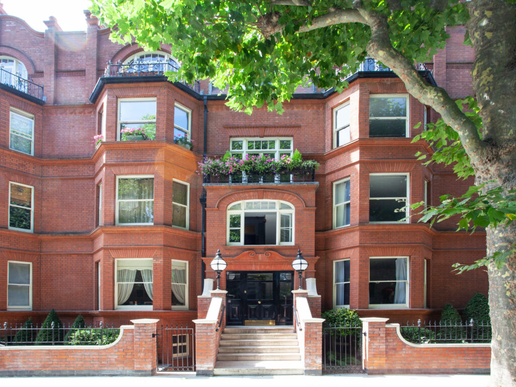 A view of one of the grand entrances to Morshead Mansions